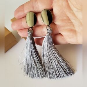 💥4/$10  Grey Tassel dangle earrings, hypoallergenic, NWT